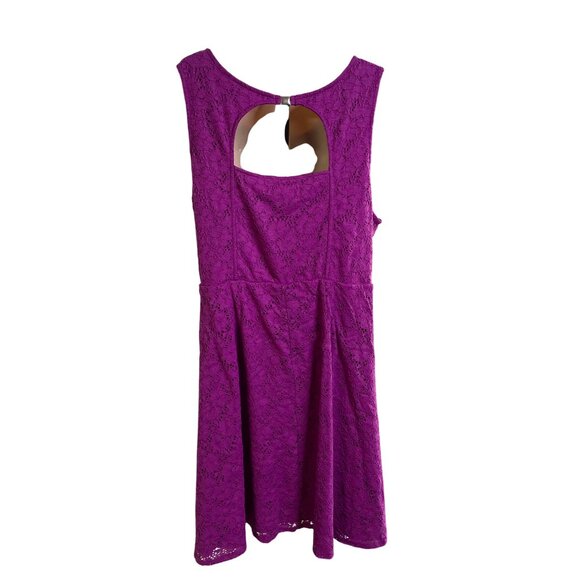 Lane Bryant Purple Lace Sleeveless Dress Size 28 Scoop Neck Keyhole Back u - Picture 6 of 7